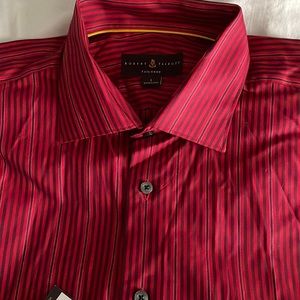 Robert Talbott Tailored Fit Large Red Striped  Long Sleeve Shirt. 17” Co…